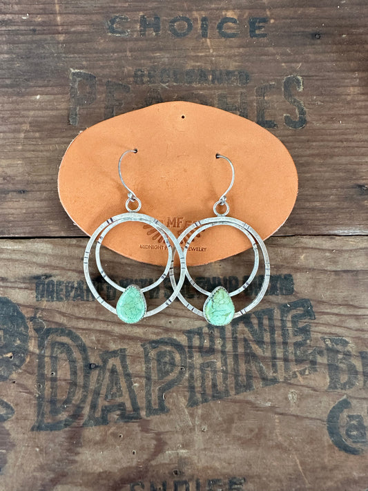 Blue moon turquoise double hoop earrings