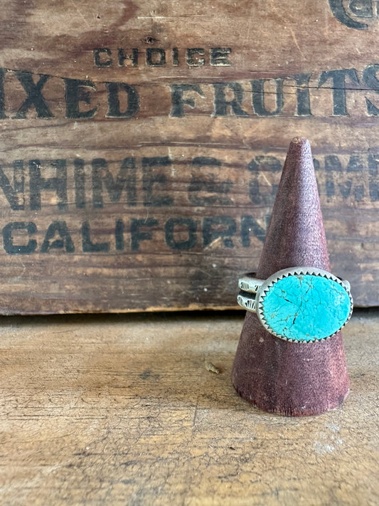 Blue Moon turquoise double stamped ring