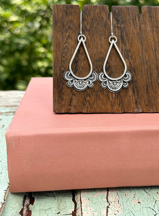 Pear shaped stamped earrings