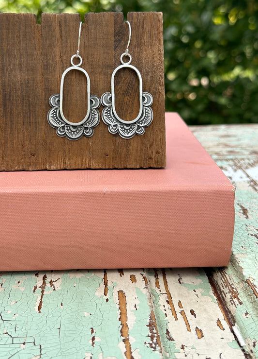 Oval stamped earrings